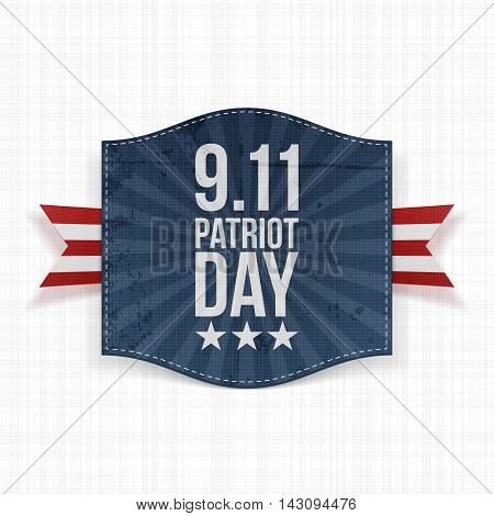 Eleventh September Patriot Day national Label. Vector Illustration