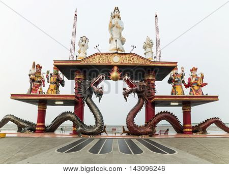 Sanggar Agung Temple or Hong San Tang is a Chinese temple in Surabaya dedicated to Chinese deities and other Asian religious icons. It is located within the Pantai Ria amusement park Temple Surabaya