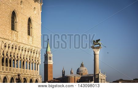 St Mark square iat sunset or golden hour, Venice, Italy