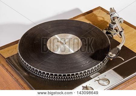 Overview Vintage Grungy Record Playing Turn Table