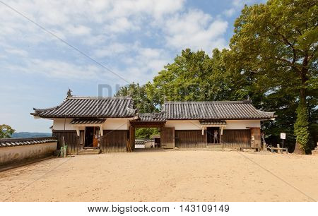 TAKAHASHI JAPAN - JULY 20 2016: Go-no-hirayagura and Roku-no-hirayagura turrets of Bitchu Matsuyama castle (circa 17th c.) Takahashi Japan. Matsuyama is one of only 12 survived castles in Japan