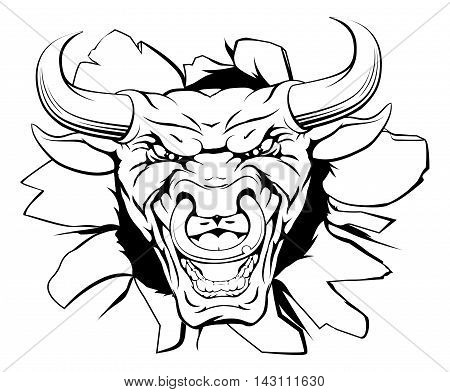Bull Mascot Smashing Out