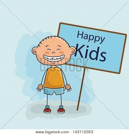 boy kids happy poster vector illustration graphic