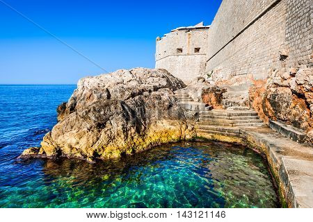 Dubrovnik Croatia. Spectacular picturesque view on the old town of Ragusa and Lovrijenac Fortress.