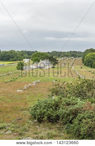 scenery around the Carnac stones a megalithic site in Brittany France