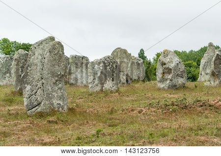 scenery around the Carnac stones a megalithic site in Brittany France
