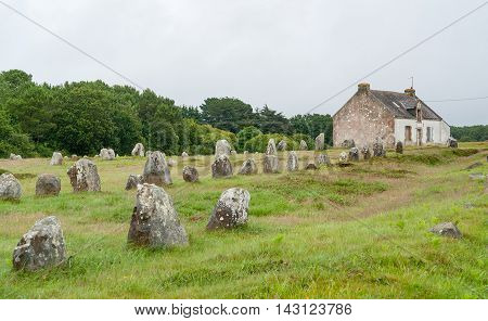scenery around the Carnac stones a megalithic site in Brittany France