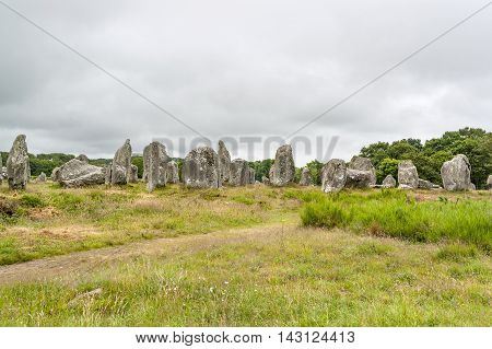 scenery around the Carnac stones a megalithic site in Brittany France