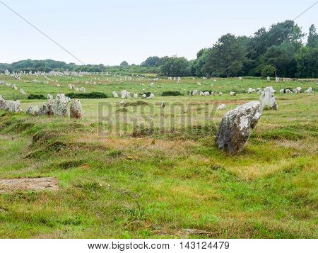 scenery around the Carnac stones a megalithic site in Brittany France