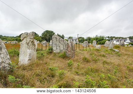 scenery around the Carnac stones a megalithic site in Brittany France