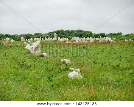 scenery around the Carnac stones a megalithic site in Brittany France