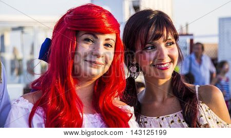 QUARTU S.E., ITALY - August 2, 2015: Beach Cosplay Party - costume parade held at the Marlin Club of Poetto Beach - Sardinia