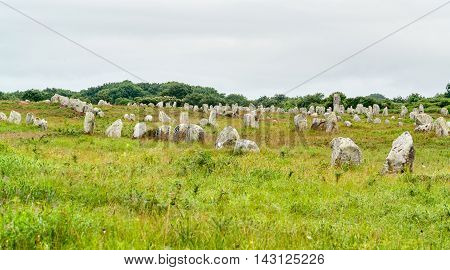 scenery around the Carnac stones a megalithic site in Brittany France
