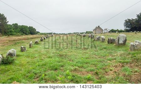 scenery around the Carnac stones a megalithic site in Brittany France