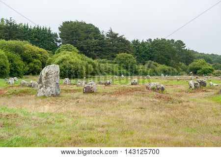 scenery around the Carnac stones a megalithic site in Brittany France