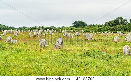 scenery around the Carnac stones a megalithic site in Brittany France