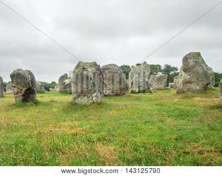 scenery around the Carnac stones a megalithic site in Brittany France