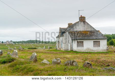 scenery around the Carnac stones a megalithic site in Brittany France