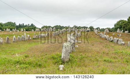 scenery around the Carnac stones a megalithic site in Brittany France