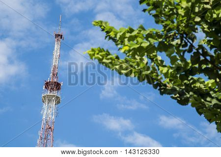 Broadcast TV antenna and satellite dish signal.