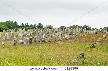 scenery around the Carnac stones a megalithic site in Brittany France