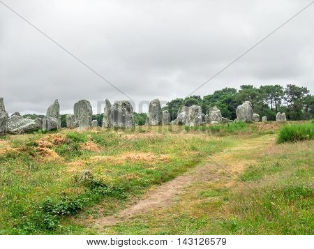 scenery around the Carnac stones a megalithic site in Brittany France