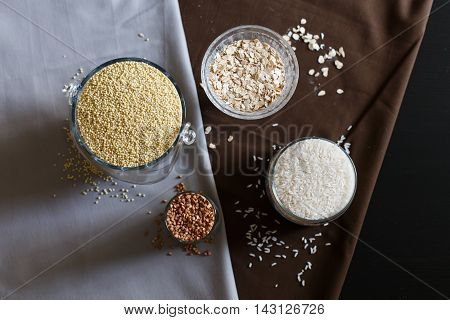 cereal grain glass saddle organic vegetarian oat healthy background diet table breakfast natural wooden health