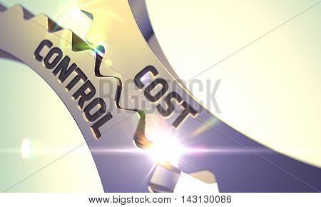 Golden Metallic Cogwheels with Cost Control Concept. 3D.