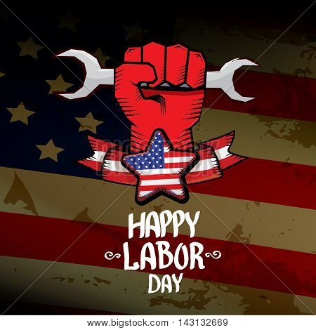 Usa labor day vector background. vector happy labor day poster or banner with clenched fist.