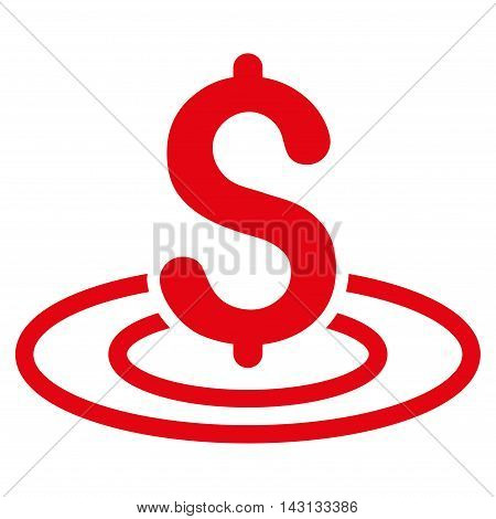 Money Area icon. Vector style is flat iconic symbol with rounded angles, red color, white background.