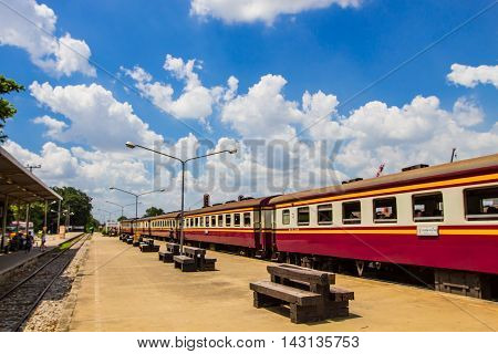 BANGKOK THAILAND - JULY 17, 2016 : Train in railway track at Bang Sue station on july 17,2016 in Bangkok. Here is Train station in Bangkok - Thailand.