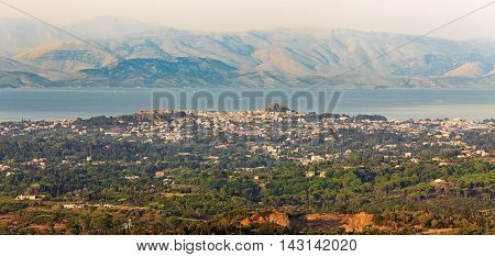 Panoramic View Of Corfu Town From Pelekas