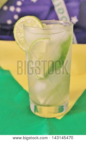 Fresh Lime Caipirinhas On Brazilian Flag