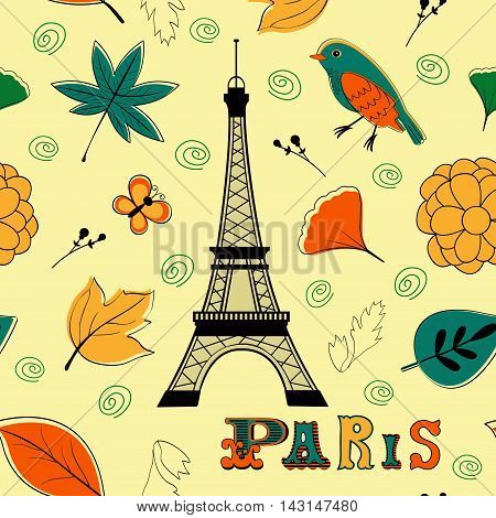Paris autumn seamless pattern. Illustration in vector