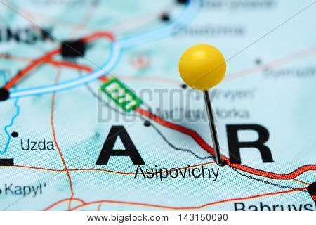 Asipovichy pinned on a map of Belarus