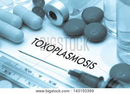 Toxoplasmosis. Treatment and prevention of disease. Syringe and vaccine. Medical concept. Selective focus