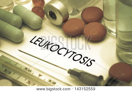 Leukocytosis. Treatment and prevention of disease. Syringe and vaccine. Medical concept. Selective focus