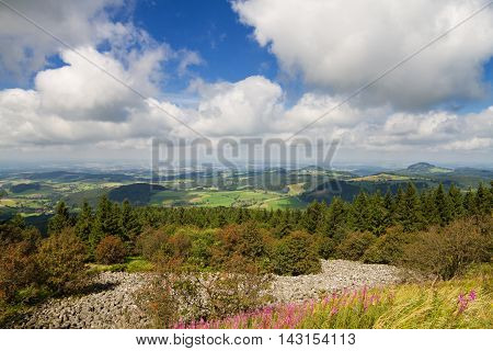 Viewpoint Wasserkuppe of the Rhoen low mountain range in summer Hessen Germany