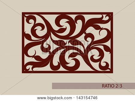 Floral ornament. The template pattern for decorative panel. A picture suitable for paper cutting printing laser cutting or engraving wood metal. Stencil manufacturing. Vector