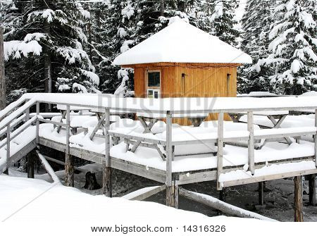 Winter Cafe unter Open-skies