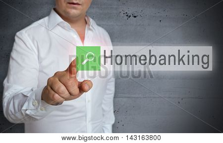 Homebanking Browser Is Operated By Man Concept