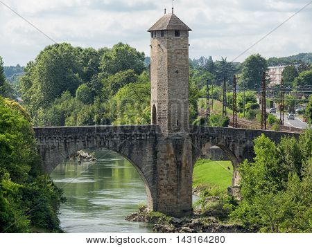 Orthez old bridge in the french pyrenees