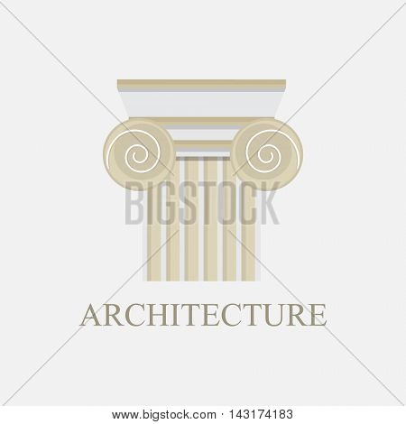 Column logo design template. Vector illustration column capitals classical Greek or Roman style architecture bureau logotype. Logo icon.