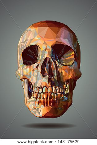 Low poly graphic colorful skull on gray background