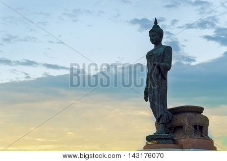 Walking Buddha Statue At Buddhamonthon (phutthamonthon), Buddhist Park In Nakhon Pathom, Thailand, I