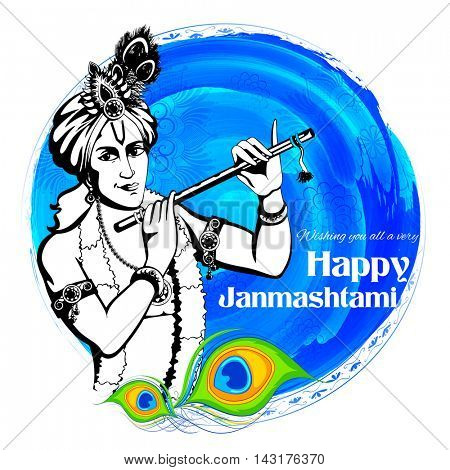illustration of Lord Krishana in Happy Janmashtami