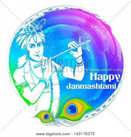 illustration of Lord Krishana in Happy Janmashtami