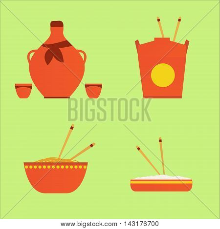 Vector Illustration of chinase national food and drink. Chinase fastfood.