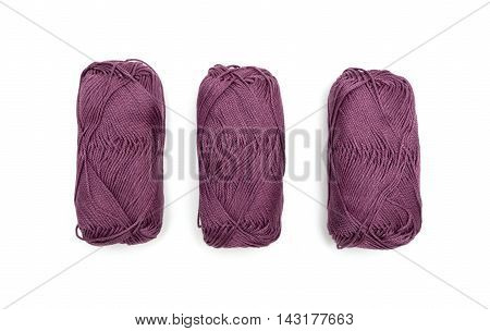 Three skeins of yarn isolated on white background
