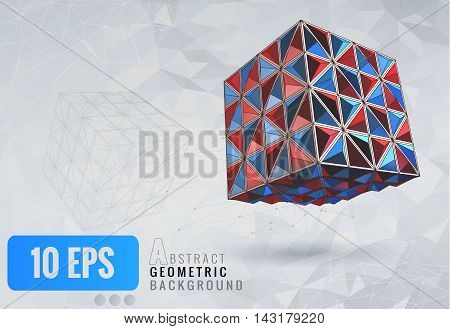 Polygonal abstract geometric template background with colorful cube for design element